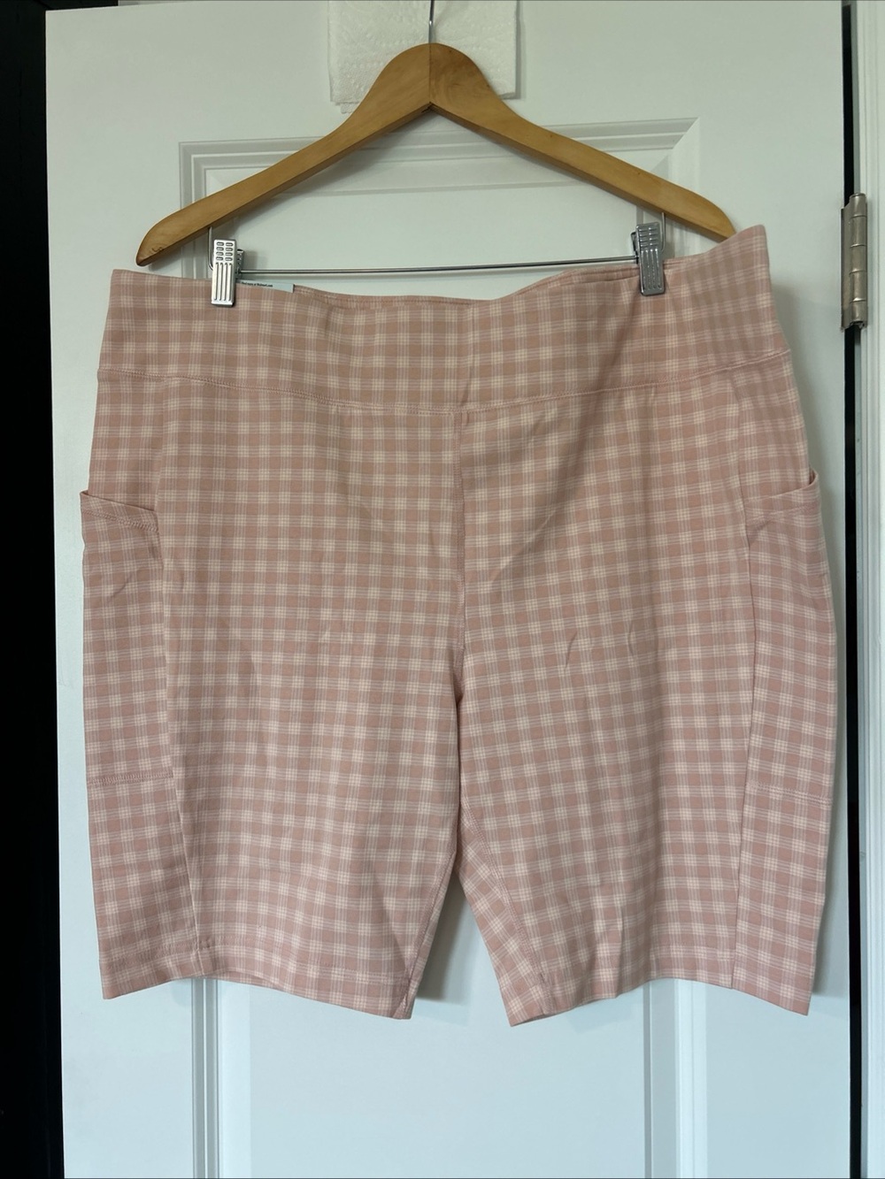 Terra & Sky Women's 3x-Bike Shorts w/ Pocket, Light Rose- 9” Inseam, High Rise